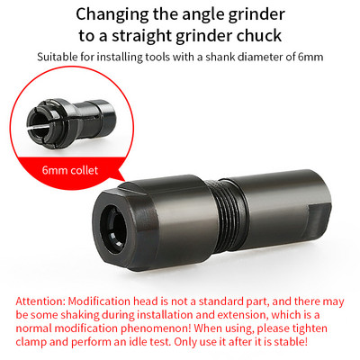 6/3 mm kampinio šlifuoklio modifikuotas adapteris tiesiam šlifuokliui, skirtas 100 tipų kampiniam šlifuokliui M10 sriegio šlifavimui, poliravimui, pjovimui