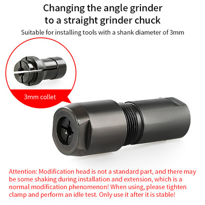 6/3 mm kampinio šlifuoklio modifikuotas adapteris tiesiam šlifuokliui, skirtas 100 tipų kampiniam šlifuokliui M10 sriegio šlifavimui, poliravimui, pjovimui