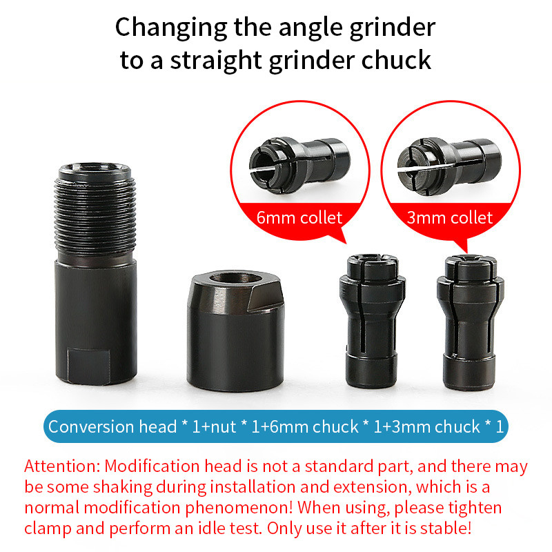 6/3 mm kampinio šlifuoklio modifikuotas adapteris tiesiam šlifuokliui, skirtas 100 tipų kampiniam šlifuokliui M10 sriegio šlifavimui, poliravimui, pjovimui