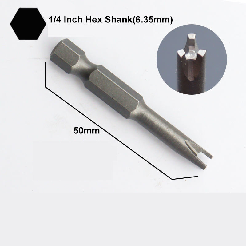 5 vnt. specialus atsuktuvų rinkinys 50 mm trikampio galvutės grąžtai 1/4 colio kotu YU formos atsuktuvo antgaliai elektriniam rankiniam įrankiui