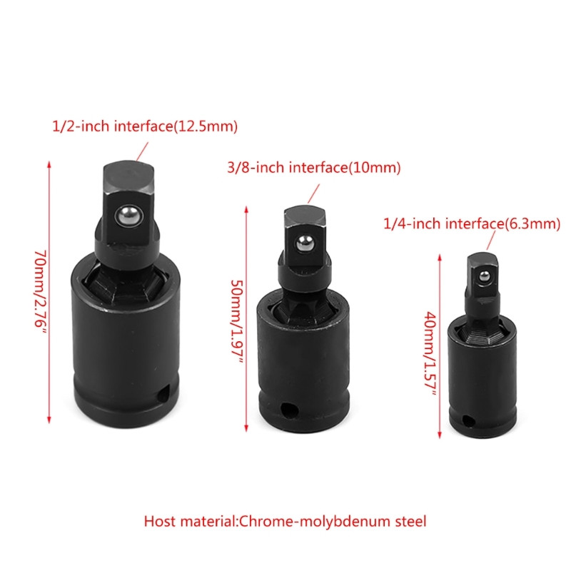 1/4" 3/8" 1/2" meghajtó univerzális ütközőcsukló Cr-Mo acél univerzális csuklóaljzat