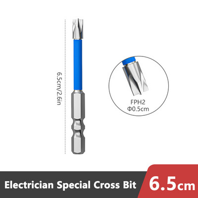 65 mm 110 mm magnetinis specialus plyšinis kryžminis atsuktuvo antgalis elektrikui FPH2, skirtas lizdo jungikliui profesionaliems rankiniams įrankiams