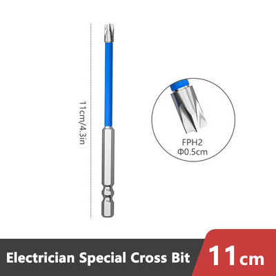 65 mm 110 mm magnetinis specialus plyšinis kryžminis atsuktuvo antgalis elektrikui FPH2, skirtas lizdo jungikliui profesionaliems rankiniams įrankiams