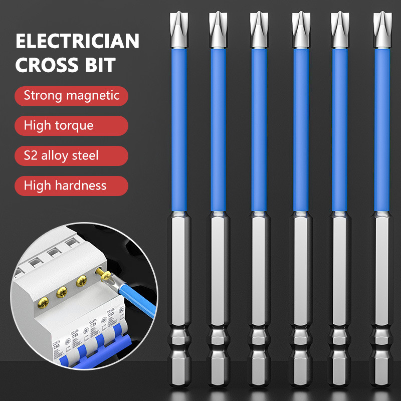65 mm 110 mm magnetinis specialus plyšinis kryžminis atsuktuvo antgalis elektrikui FPH2, skirtas lizdo jungikliui profesionaliems rankiniams įrankiams