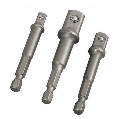 3 gab vanādija tērauda ligzdas adaptera sešstūra kāta urbja ligzdas pagarinājuma uzgaļa adaptera komplekts tērauda urbjmašīna 1/4 3/8 1/2 skrūvgrieža rīks
