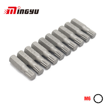 10 db 1/4"-es 25 mm-es spline M5 M6 M8 csavarhúzó bitkészlet javítószerszámok csavarhúzókészlet hatlapú fúrószár háztartási kéziszerszámokhoz