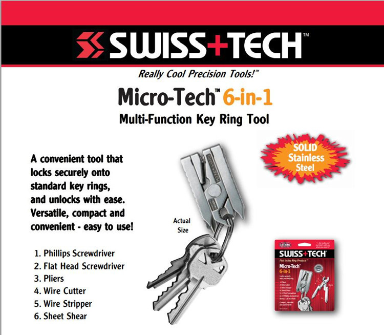 Swiss Tech 6 viename daugiafunkcis lauko įrankių spaustukas Mini replės Nešiojami sulankstomi įrankiai EDC įranga Kišeniniai stovyklavimo reikmenų rinkiniai