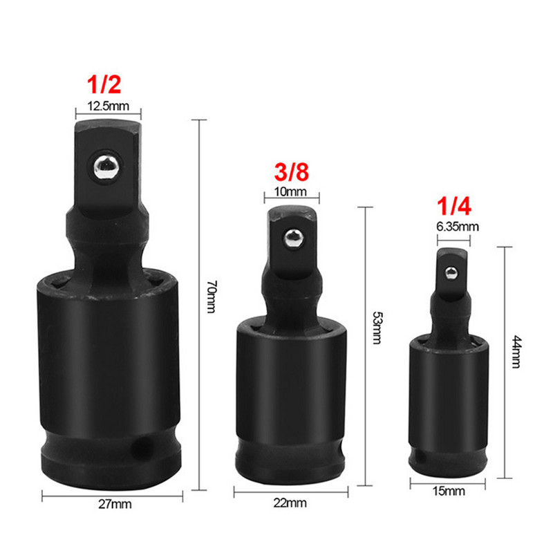 1/4" 3/8" 1/2" pneimatiskā universālā savienojuma komplekts, sprūdrata leņķa pagarinājuma stieņa ligzdas adapteris manuālais adaptera ligzda Automātiskā remonta instrumenti