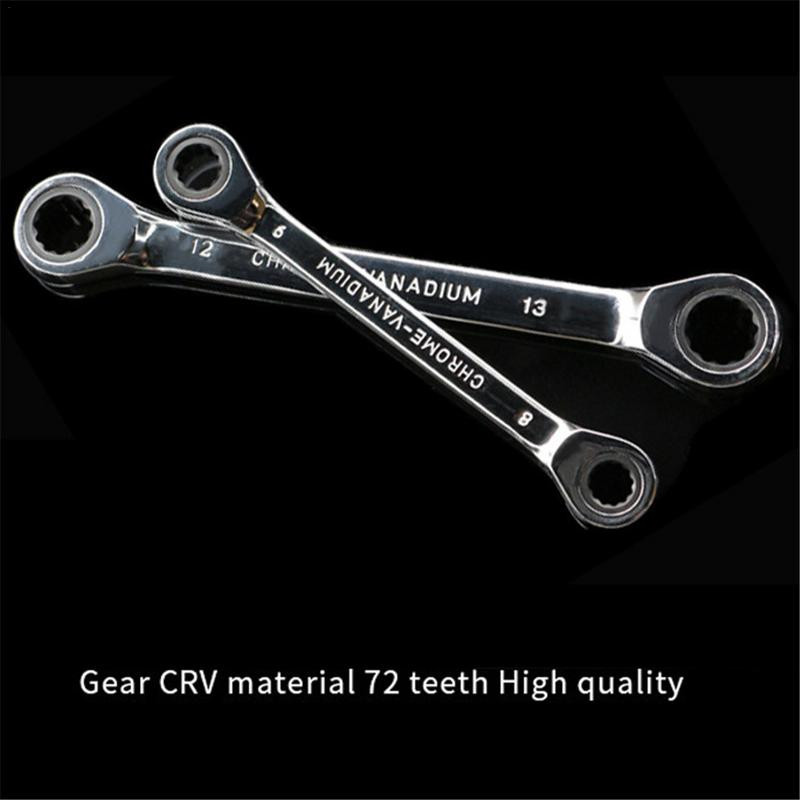 Króm-vanádium gyűrűk Duplafejű racsnis csavarkulcs Kulcsok megfordítható 8-10-12-14-17-19 mm-es racsnis kombinált fogaskerekes villáskulcs készlet