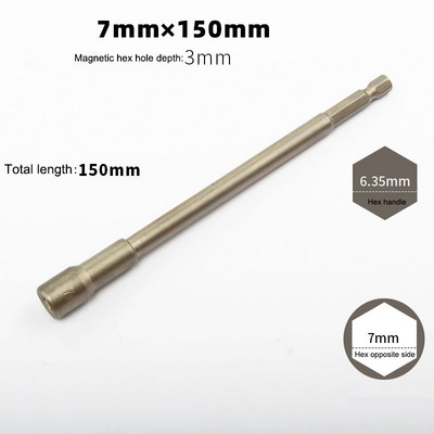 1 buc. 6mm-19mm Manșon cu mufă hexagonală Prelungire șurub piuliță pentru burghie electrice Șofer cu impact Mașină de găurit de mână Instrumente piese Lungime 150mm