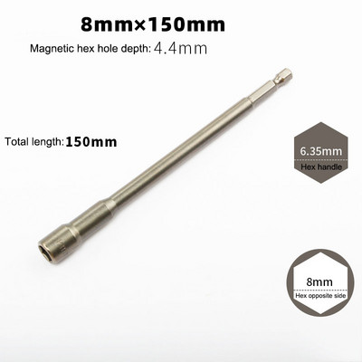 1 buc. 6mm-19mm Manșon cu mufă hexagonală Prelungire șurub piuliță pentru burghie electrice Șofer cu impact Mașină de găurit de mână Instrumente piese Lungime 150mm