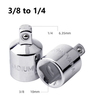 1db 1/4" 3/8" racsnis csavarkulcs adapter króm-vanádium acél hüvely adapter meghajtó aljzat átalakító csavarkulcs-hüvely csukló átalakító