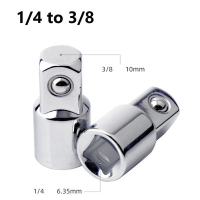 1db 1/4" 3/8" racsnis csavarkulcs adapter króm-vanádium acél hüvely adapter meghajtó aljzat átalakító csavarkulcs-hüvely csukló átalakító