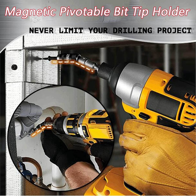 4 DB mágneses forgófúrófej-tartó Mágneses bittartó konzol 0-20°-ban hajlítva, és a rúdfej 360°-ban elforgatva