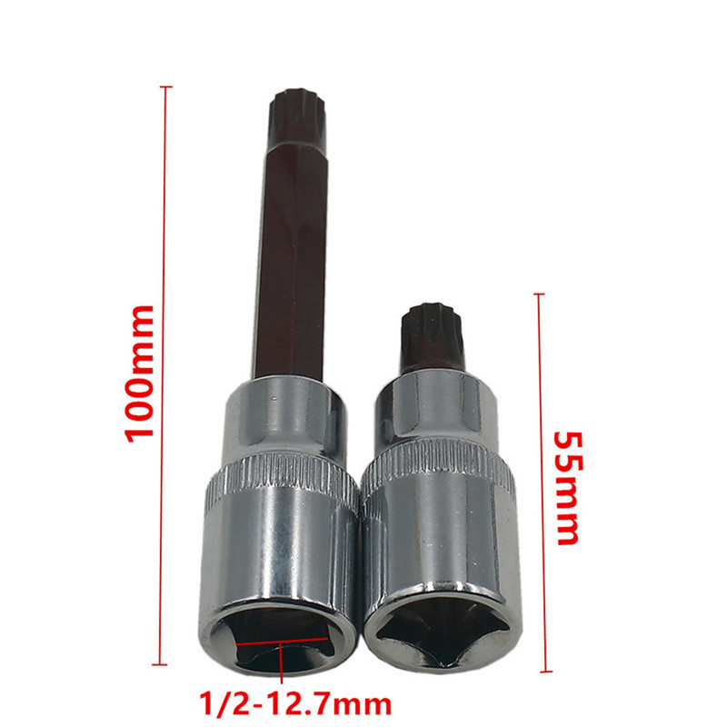 1 db aljzat 1/2 hüvelykes Torx csavarhúzó bit pneumatikus bit adagolófej 12 pontos M5-M12 55/100 mm elektromos csavarkulcsos elektromos szerszámokhoz