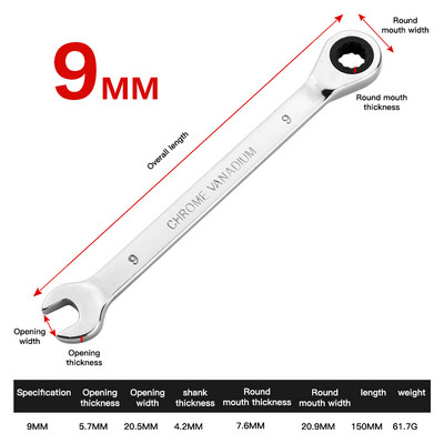 Κλειδιά καστάνιας διπλής χρήσης Plum ανοιχτού άκρου Metric Chrome Vanadium Steel Torque Γενικά κλειδιά για εργαλεία χειρός επισκευής αυτοκινήτων