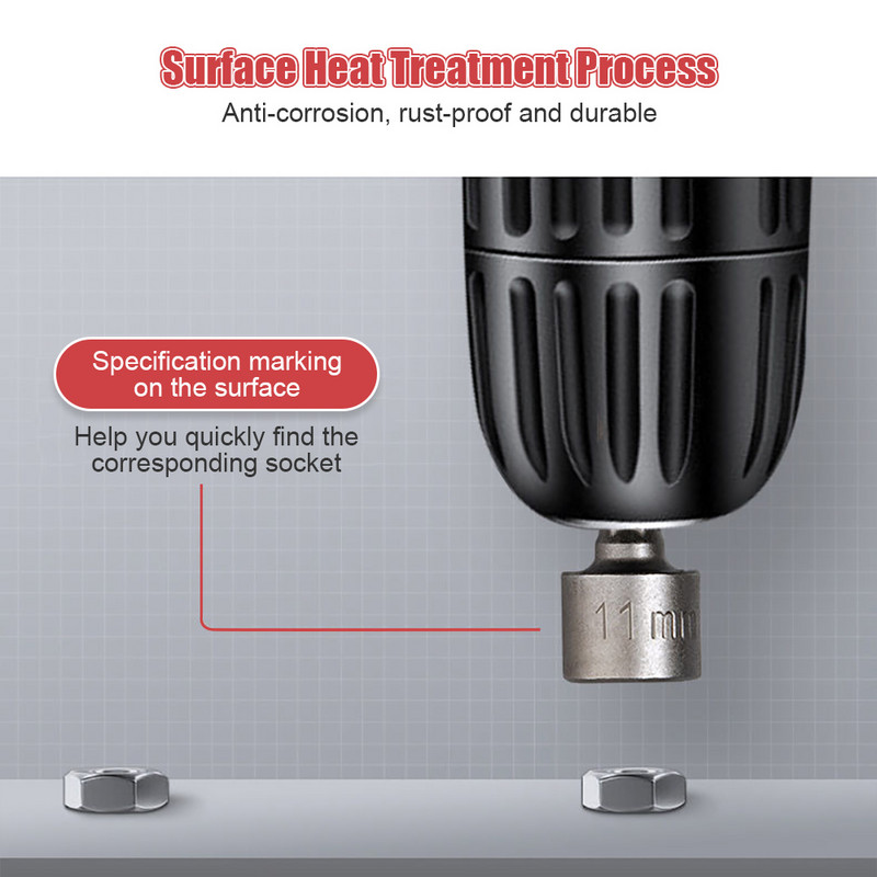 Šesterokutni vijak Mlaznice sa utičnicom Matica 1/4" set šesterokutnih odvijača 5-12 mm šesterokutna matica Adapter za bušilicu za alate za obradu drveta