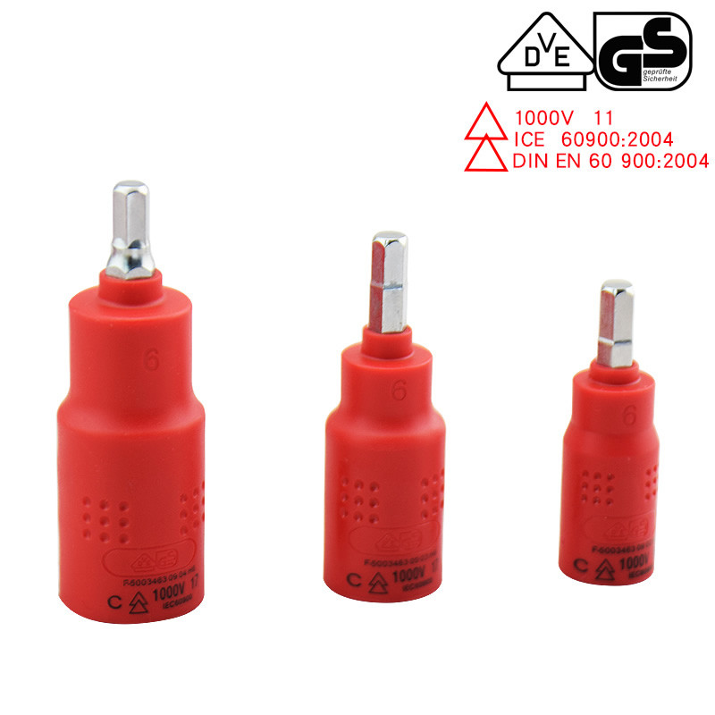 1000 V izolācijas augsta sprieguma pretestība 1/4 3/8 1/2 sprūdrata skrūves galva Skrūvgrieža ligzdas uzgaļi Elektriķa rokas instruments