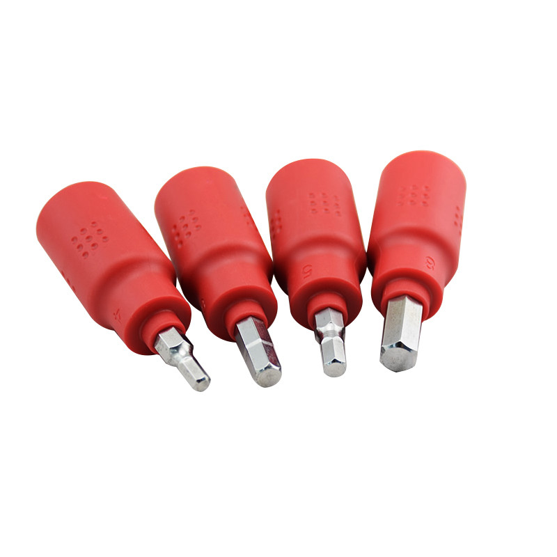 1000 V izolācijas augsta sprieguma pretestība 1/4 3/8 1/2 sprūdrata skrūves galva Skrūvgrieža ligzdas uzgaļi Elektriķa rokas instruments