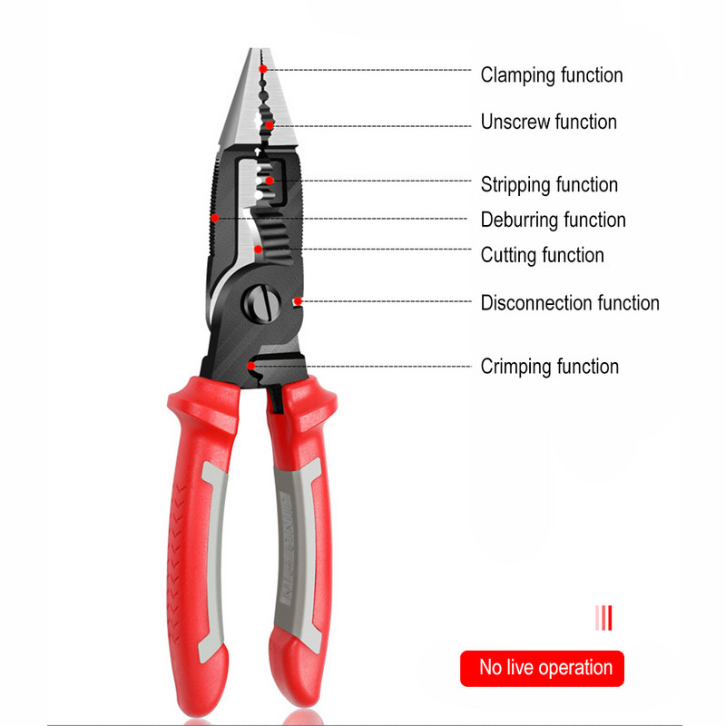 Višenamjenska dugačka kliješta Električarska kliješta 9 u 1 Kombinirana kliješta Kliješta za skidanje/prešanje Dijagonalna kliješta Ručni alati
