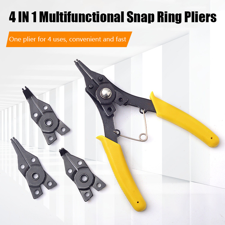 4 az 1-ben pattintógyűrűs fogó Cserélhető többszerszámos rögzítőkapocs körgyűrű kombinációs belső külső gyűrűeltávolító