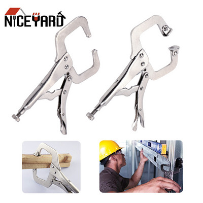 NICEYARD C Clamp Fix Plier Легирана стомана Дървена работа Weld Clip Дограма Pincer Tong Tenon Locator Ръчен инструмент Подложка