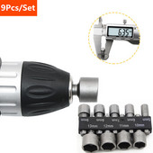 9 bucăți/set cheie 1/4" șurub set de instrumente de șurub metric, adaptor burghiu 5 până la 13 mm, piuliță hexagonală cu tijă hexagonală