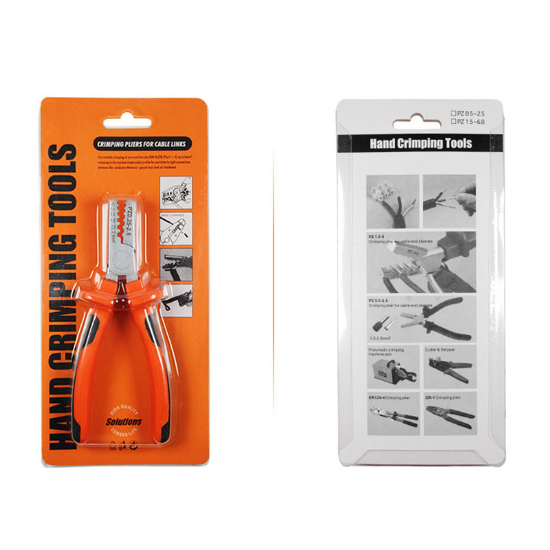 Rokas rīks Pz 0,25-2,5 Gofrēšanas spailes vadu savienotāji Gredzenis Crimper Plier Gofrēšanas oranžs