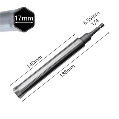 1db mennyezeti kiegyenlítő hüvely rozsdamentes acél meghosszabbító üreges csavaranya 1/4'' hatlapú hüvelyes hüvely elektromos szerszám fúrásához