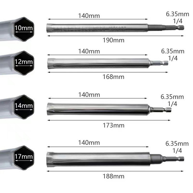 1db mennyezeti kiegyenlítő hüvely rozsdamentes acél meghosszabbító üreges csavaranya 1/4'' hatlapú hüvelyes hüvely elektromos szerszám fúrásához