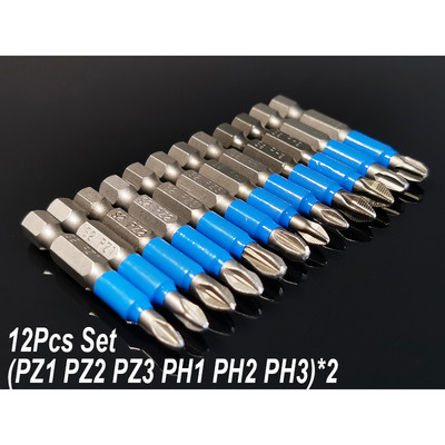 50 mm neslīdoši Philips/šķērsskrūvgrieža urbji Magnētiski 1/4 collas sešstūra kāta S2 elektrisko rokas instrumentu komplekts PZ PH