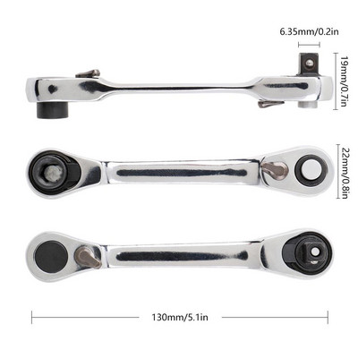 1 τεμ. 1/4" Mini Ratchet Wrench Head Head Handle Small Fly Socket Wrench Double-Ended Orque κλειδί Εργαλεία