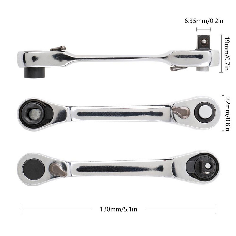 1 τεμ. 1/4" Mini Ratchet Wrench Head Head Handle Small Fly Socket Wrench Double-Ended Orque κλειδί Εργαλεία