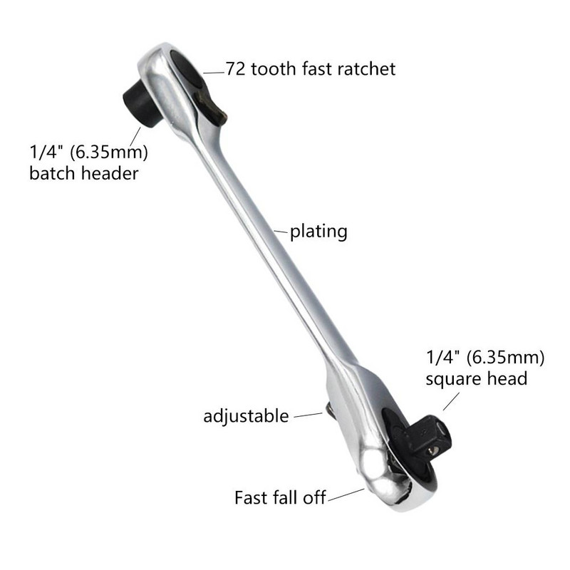 1 τεμ. 1/4" Mini Ratchet Wrench Head Head Handle Small Fly Socket Wrench Double-Ended Orque κλειδί Εργαλεία