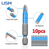 10 gab PH2 neslīdošs skrūvgrieža uzgalis ar augstu cietību krusteniskās galviņas sešstūra kāta spēcīgi magnētiskie skrūvgrieža uzgaļi elektriskajam urbjam 50 mm