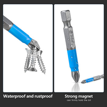 10 бр. PH2 Нехлъзгаща се отвертка с висока твърдост с кръстосана глава и шестостенна опашка Силни магнитни отвертки за електрическа бормашина 50 mm