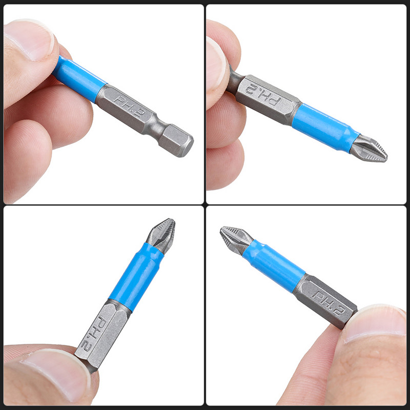 10 gab PH2 neslīdošs skrūvgrieža uzgalis ar augstu cietību krusteniskās galviņas sešstūra kāta spēcīgi magnētiskie skrūvgrieža uzgaļi elektriskajam urbjam 50 mm