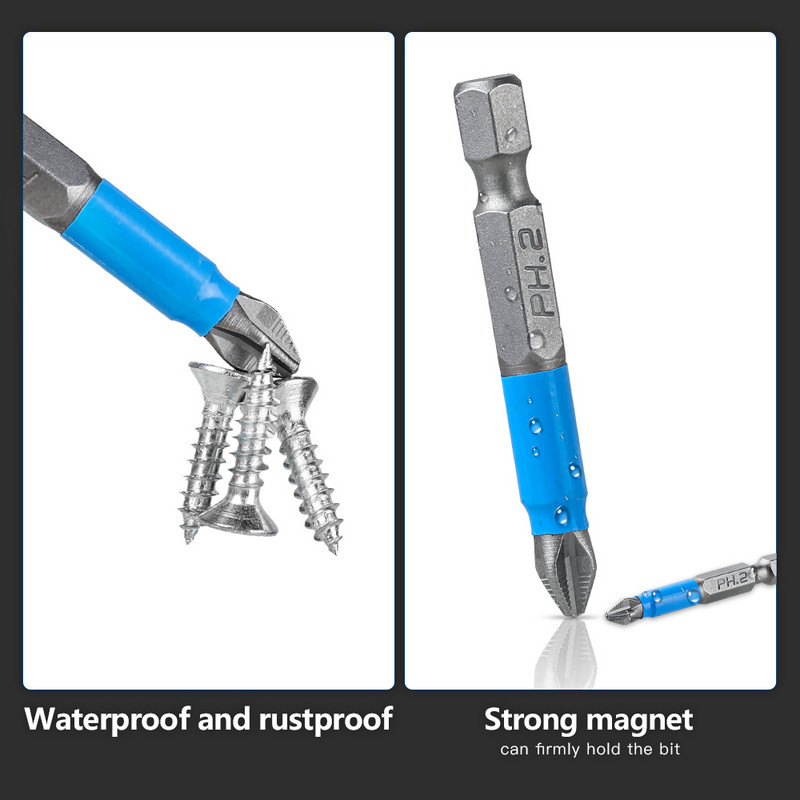 10 gab PH2 neslīdošs skrūvgrieža uzgalis ar augstu cietību krusteniskās galviņas sešstūra kāta spēcīgi magnētiskie skrūvgrieža uzgaļi elektriskajam urbjam 50 mm
