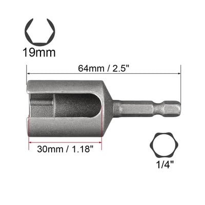 2db 8 mm-es 10 mm-es 12 mm-es 14 mm-es 17 mm-es 19 mm-es anyacsavarozó, 1/4"-os, gyorsan cserélhető hatlapú, hornyolt fúrószárú, 2,5 hüvelykes hosszúságú csavarkulcs