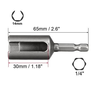 2db 8 mm-es 10 mm-es 12 mm-es 14 mm-es 17 mm-es 19 mm-es anyacsavarozó, 1/4"-os, gyorsan cserélhető hatlapú, hornyolt fúrószárú, 2,5 hüvelykes hosszúságú csavarkulcs