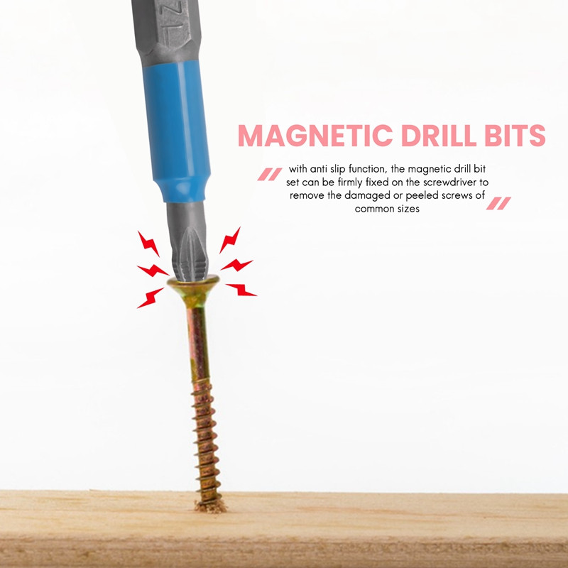 Set magnetskih protukliznih bitova za odvijače od 24 komada PH1 PH2 PH3 PZ1 PZ2 PZ3 Set bitova za udarne izvijače 1/4 inča šesterokutna drška