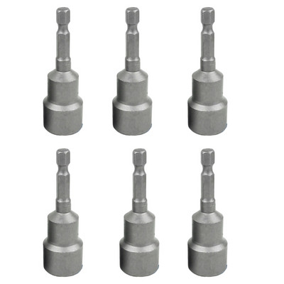 6 tükki 6 mm–14 mm kuuskantpesaga varruka düüsid Tugeva mutriga kruvikeeraja komplekt puuriotsiku adapter kuuskant elektritööriist