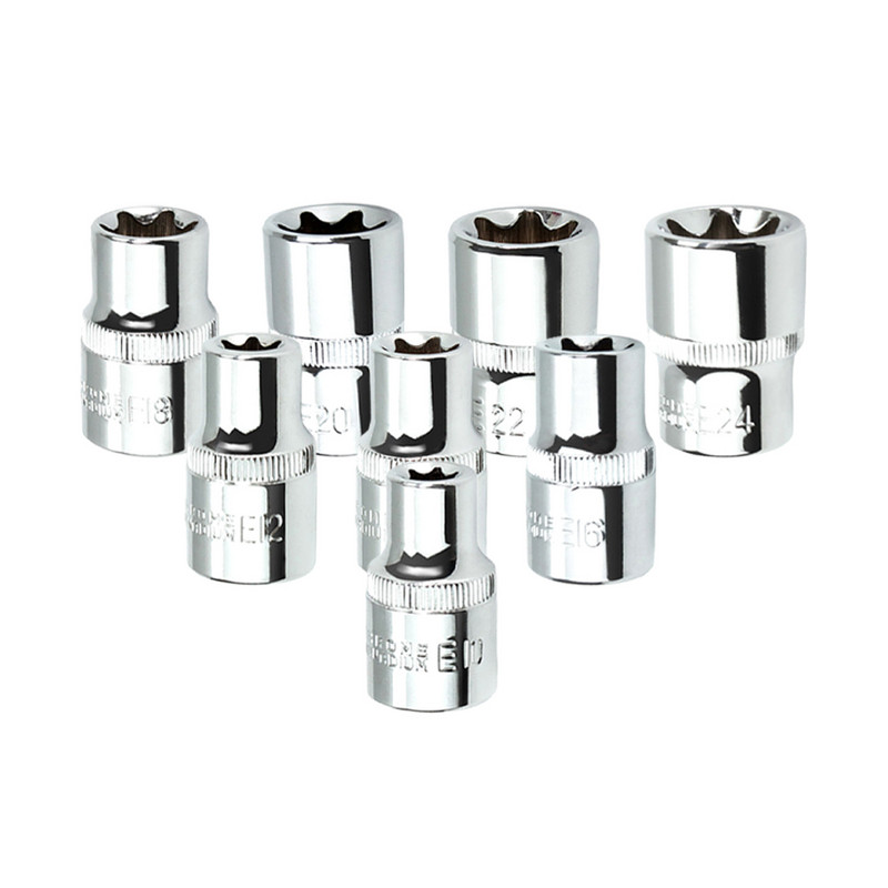E-tüüpi pistikupesad 1/2" tööriista emane Torx-pesa põrk-otsmutrivõtmepea käsitööriistadele E10 / E12 / E14/ E16/ E18/ E20 / E22/ E24