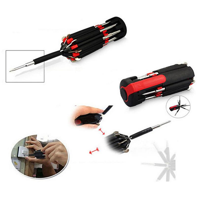 8 az 1-ben csavarhúzó készlet javító szétszerelő készlet többcélú univerzális csavarhúzó 6 LED-es zseblámpával Csavarhúzó többfunkciós szerszám