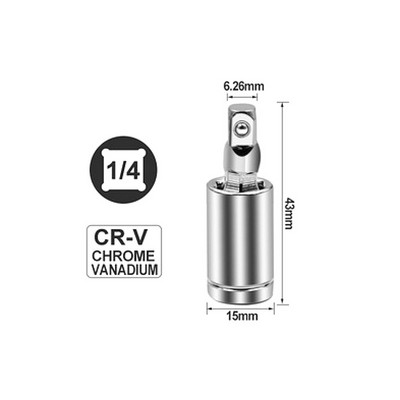 Elektrinis gręžimo lizdo adapteris smūginiam suktuvui su šešiakampiu kotu ir kvadratiniu lizdu grąžtai, pasukami ilgintuvai 1/4" 3/8" 1/2"