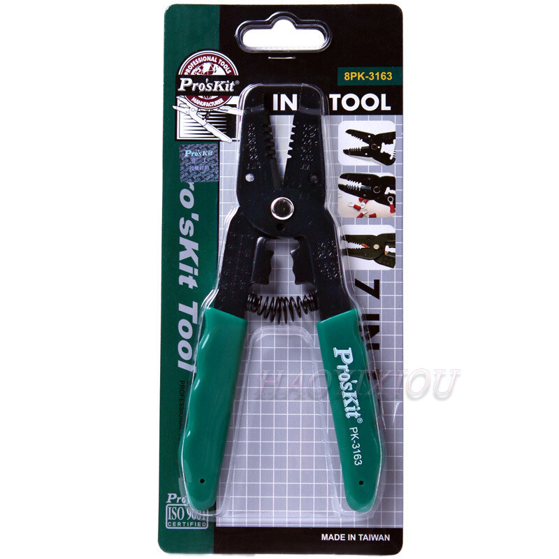 Pro'skit 8PK-3163 7in1 daugiafunkcinės gniuždymo nuėmimo replės Vielos kabelių pjaustyklės nuėmimo gnybtuvas, skirtas AWG 30, 28, 26, 24, 22