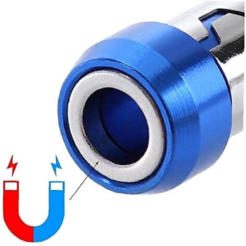 Magnētiskā uzgaļu turētāja sakausējums Elektriskais magnētiskais gredzens 1/4`` Skrūvgrieža uzgaļa galva Spēcīgs neslīdošs magnēta gredzens Phillip bitu magnetizatoram