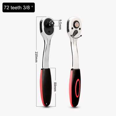 1/2"-os 3/8"-os 1/4"-es meghajtófoglalat racsnis villáskulcs - Pro 72-es fokozatú gyorskioldó, megfordítható racsnis hajlított fogantyú