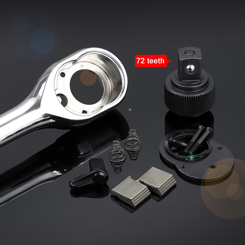 1/2"-os 3/8"-os 1/4"-es meghajtófoglalat racsnis villáskulcs - Pro 72-es fokozatú gyorskioldó, megfordítható racsnis hajlított fogantyú