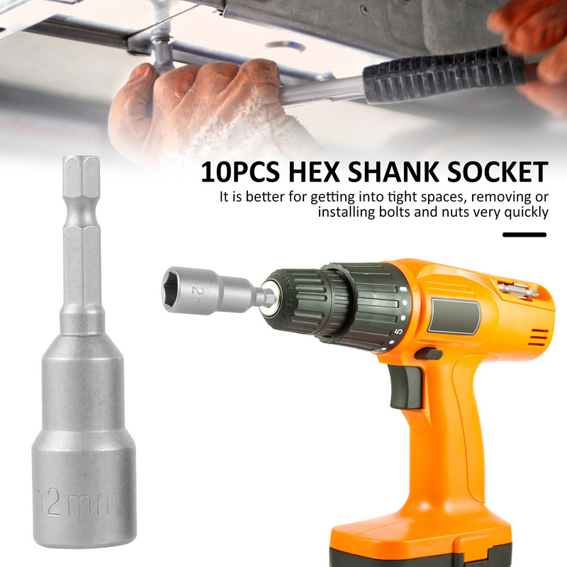 6-19 mm magnetilise pesa adapteri komplekt kiirvahetatava kuuskantpesaga adapteri puuritera komplekt, 10 tk magnetilise kuusnurkse pesa komplekt puurile